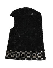 Dolce & Gabbana Black Wool Crystal Embellished Balaclava Hat for Women