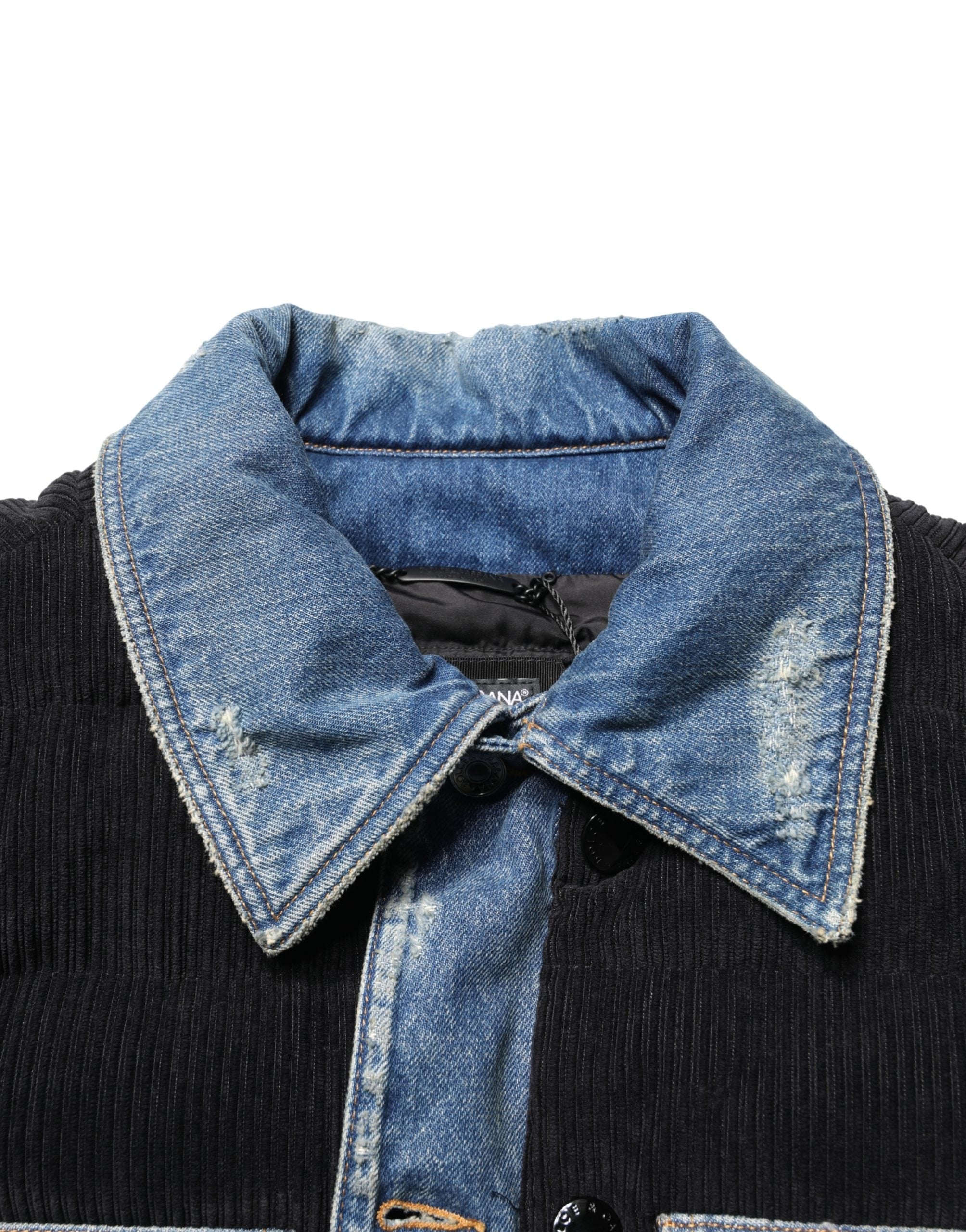 Dolce & Gabbana Black Blue Cotton Denim Blouson Men  Jacket
