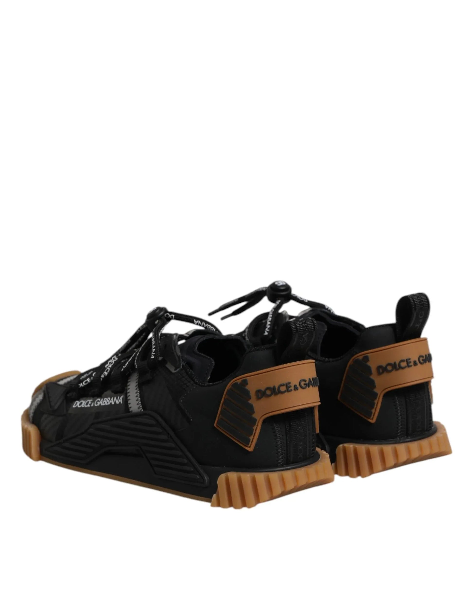 Dolce & Gabbana Black Logo Lace Up Low Top NS1 Sneakers Shoes - Zachava