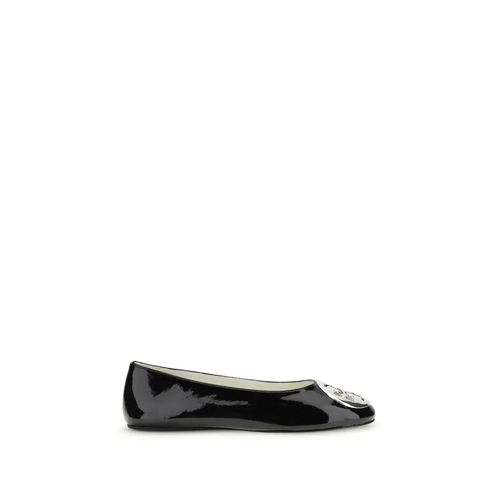 Tory Burch Black Calf Leather Bos Taurus Ballet Flats - Zachava