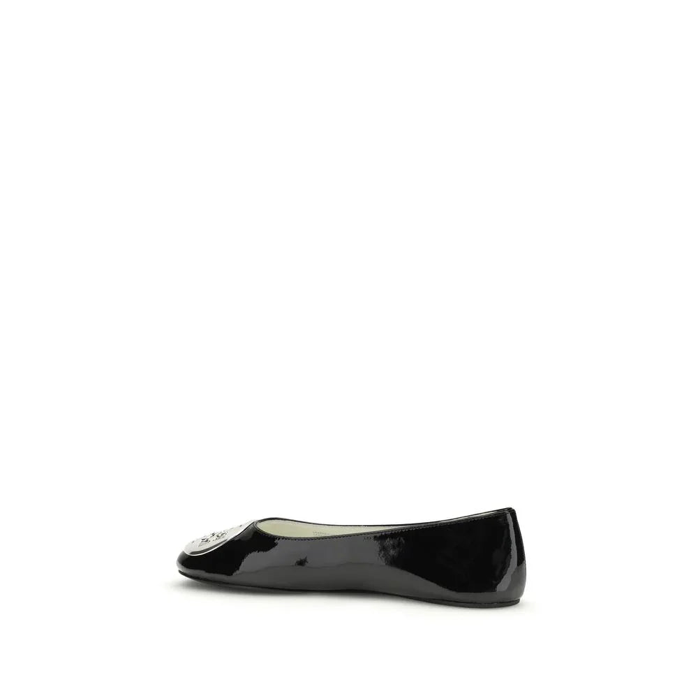 Tory Burch Black Calf Leather Bos Taurus Ballet Flats - Zachava