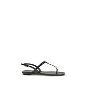 Prada Black Calf Leather Bos Taurus Flip-Flop Sandals