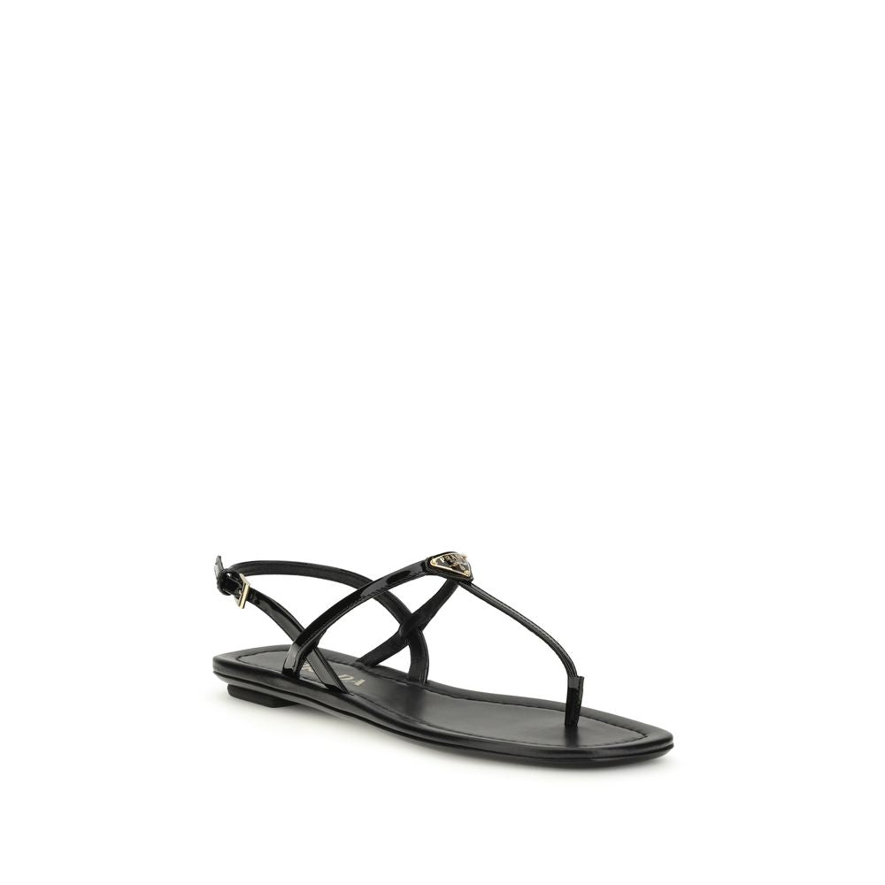 Prada Black Calf Leather Bos Taurus Flip-Flop Sandals Secondary image
