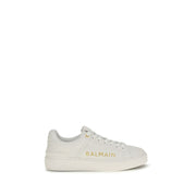 Balmain White Calf Leather Bos Taurus Low Top Sneakers for Women