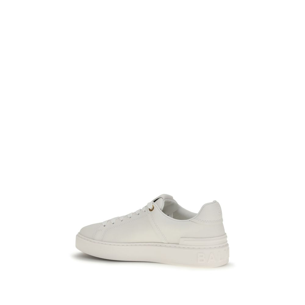 Balmain White Calf Leather Bos Taurus Low Top Sneakers for Women