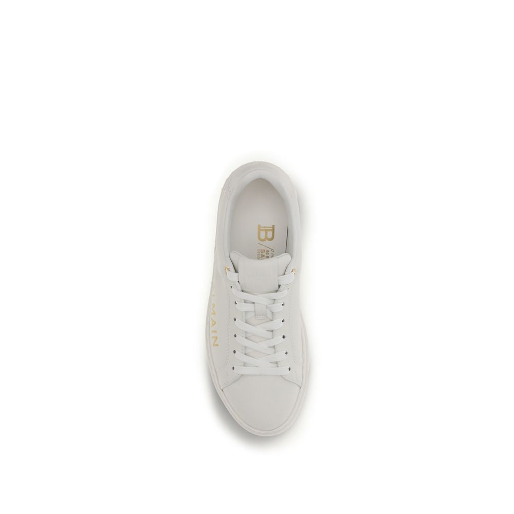 Balmain White Calf Leather Bos Taurus Low Top Sneakers for Women