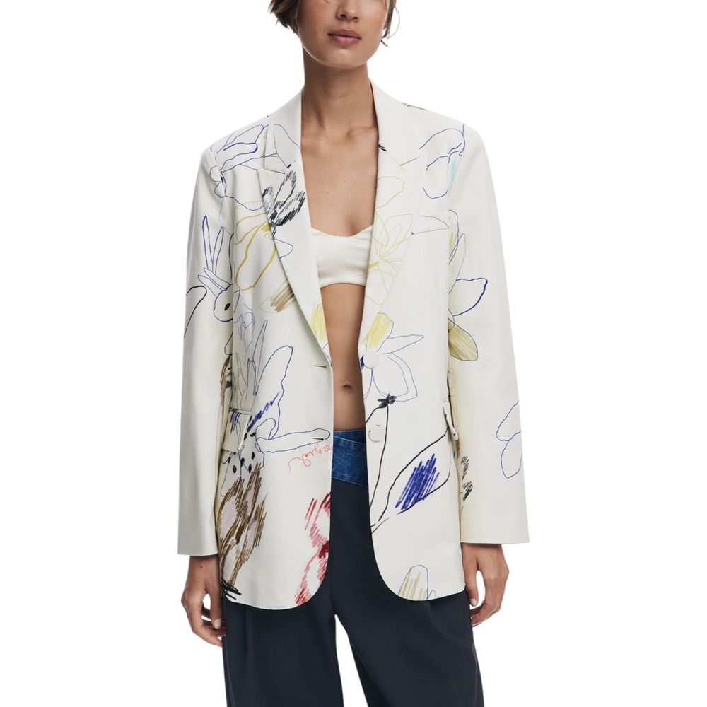 Desigual Cream Cotton Blazer Main image