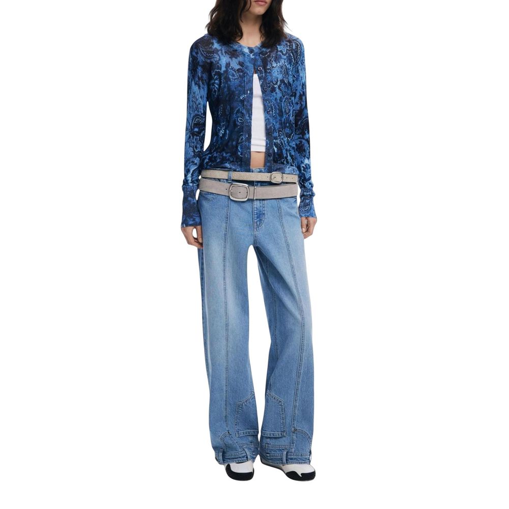 Desigual Blue Viscose Cardigan