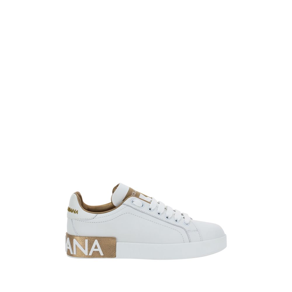 Dolce & Gabbana White Calf Leather Bos Taurus Low Top Sneakers Main image