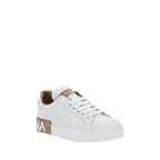 Dolce & Gabbana White Calf Leather Bos Taurus Low Top Sneakers