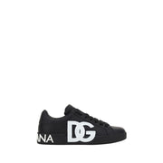 Dolce & Gabbana Black Calf Leather Bos Taurus Sneakers
