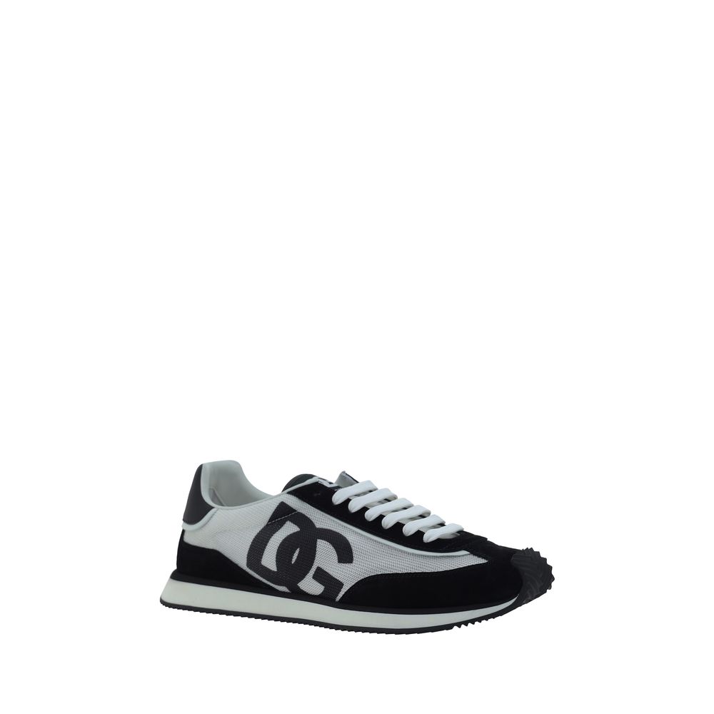 Dolce & Gabbana White Fabric Athletic Sneakers