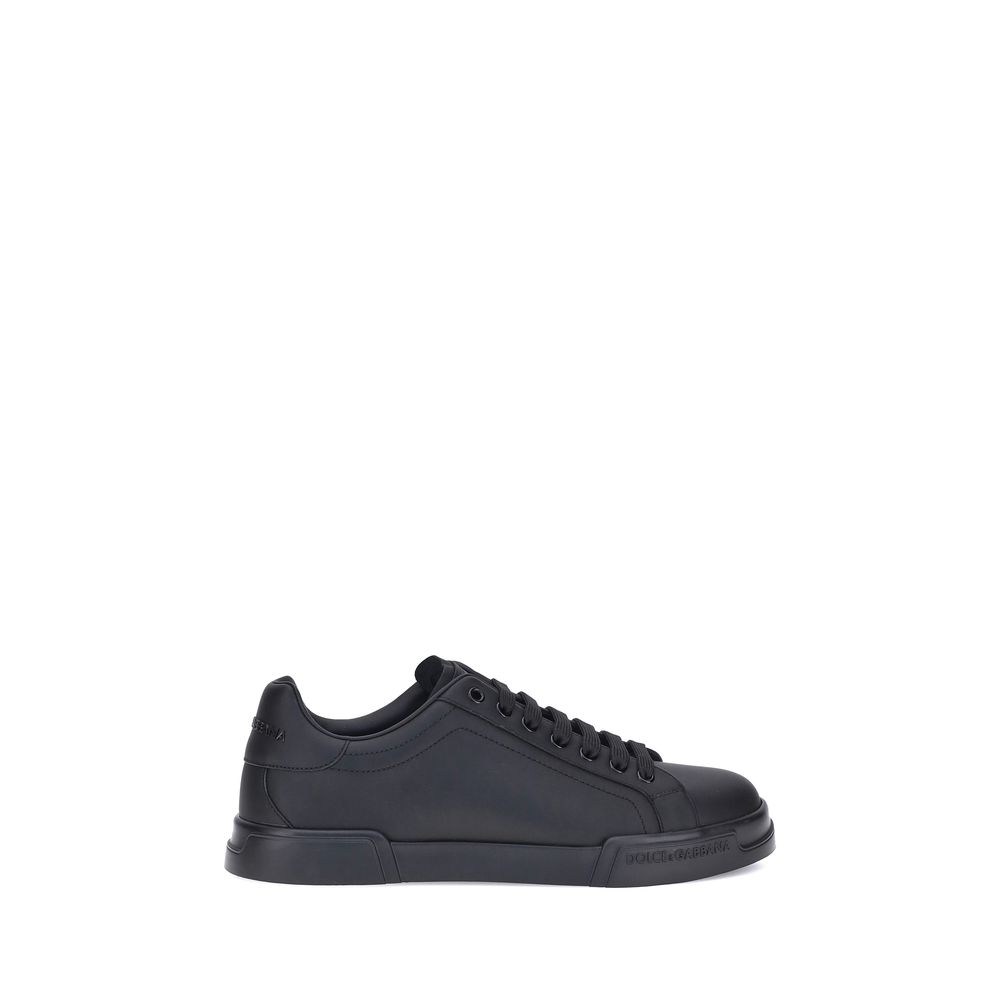 Dolce & Gabbana Black Calf Leather Bos Taurus Low Top Sneakers Main image