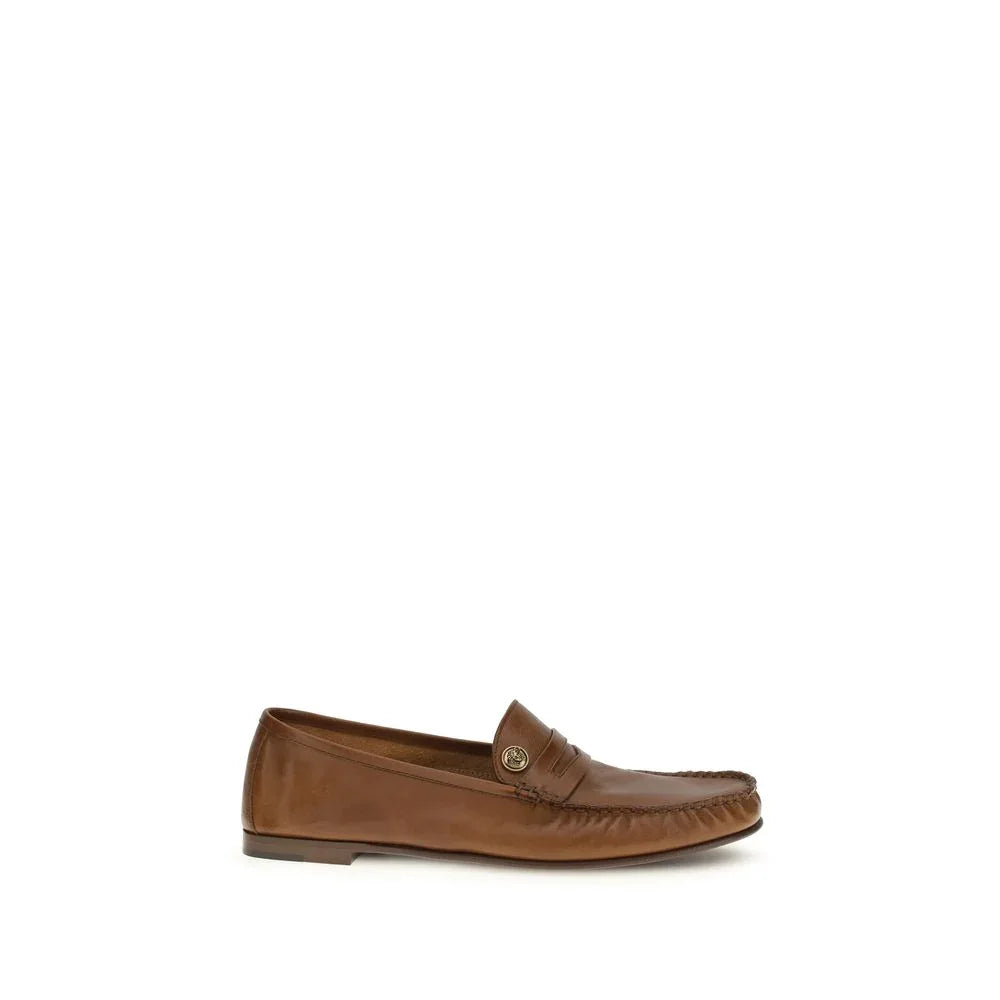 Versace Brown Calf Leather Bos Taurus Slip-On Loafers - Zachava