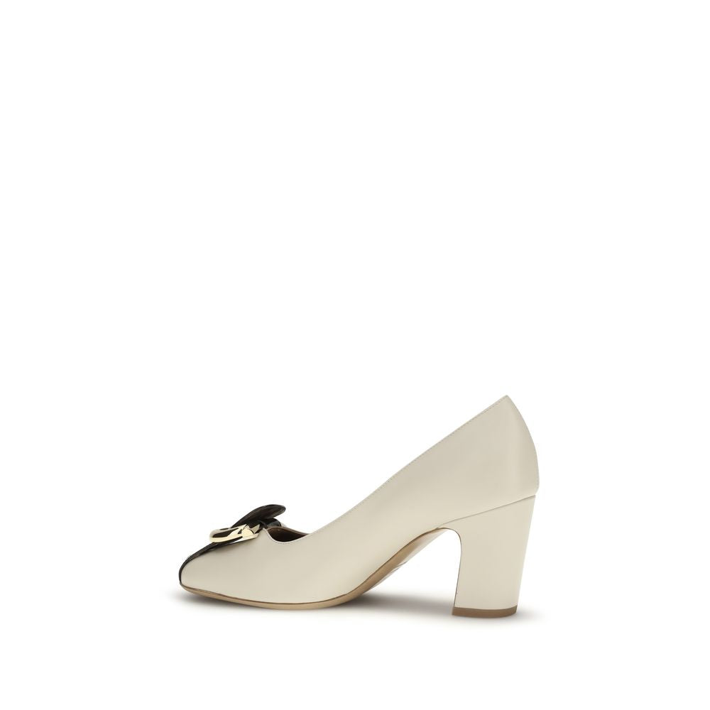 Ferragamo Beige Calf Leather Bos Taurus High Heel Pumps