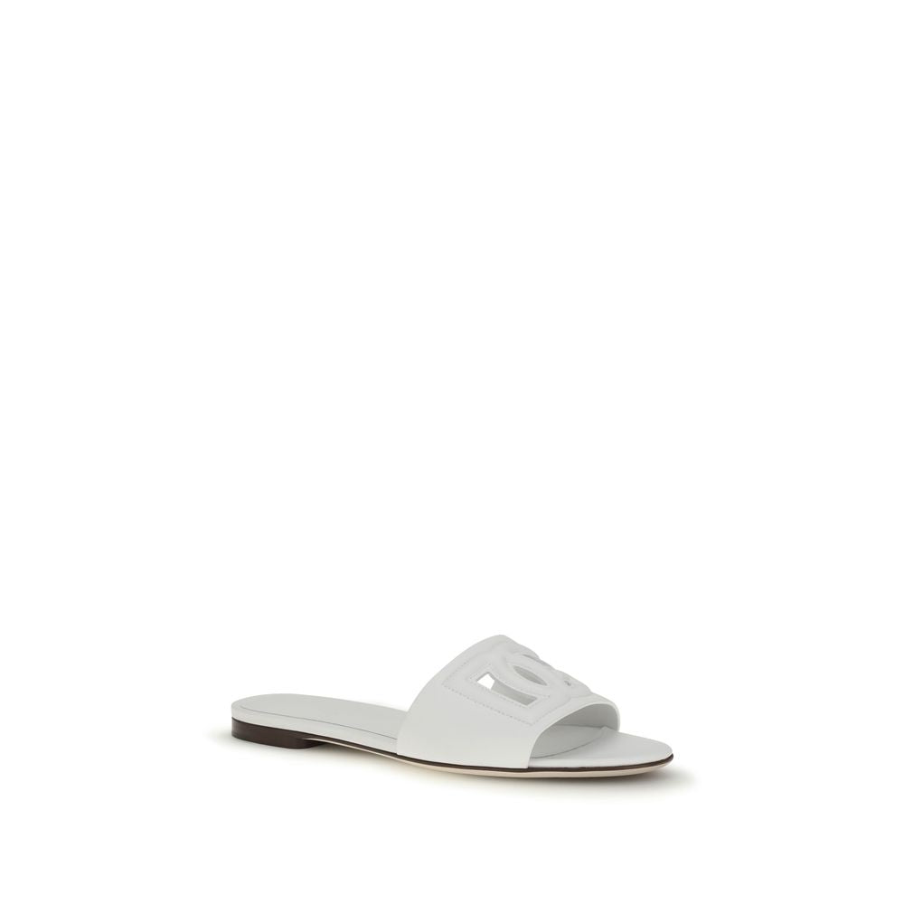 Dolce & Gabbana White Calf Leather Bos Taurus Sandals