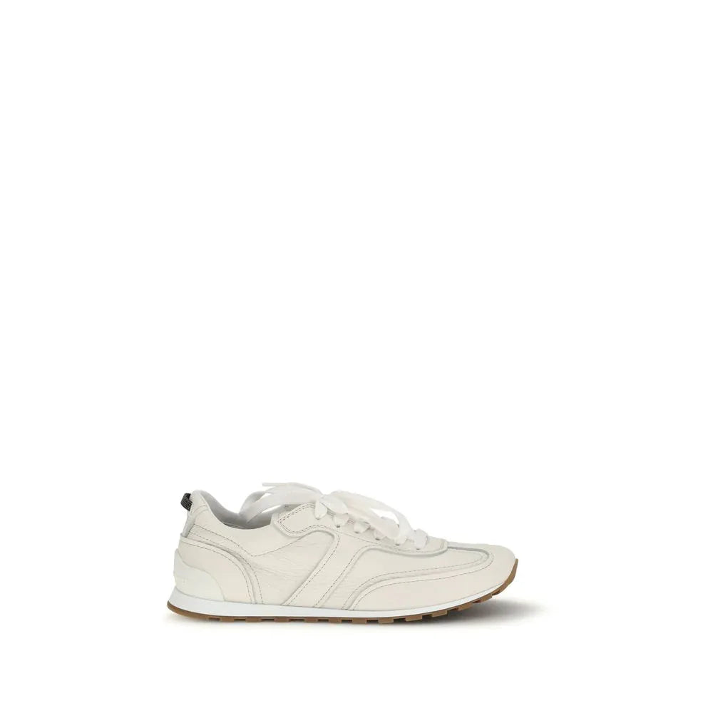 Brunello Cucinelli White Calf Leather Bos Taurus Low Top Sneakers - Zachava