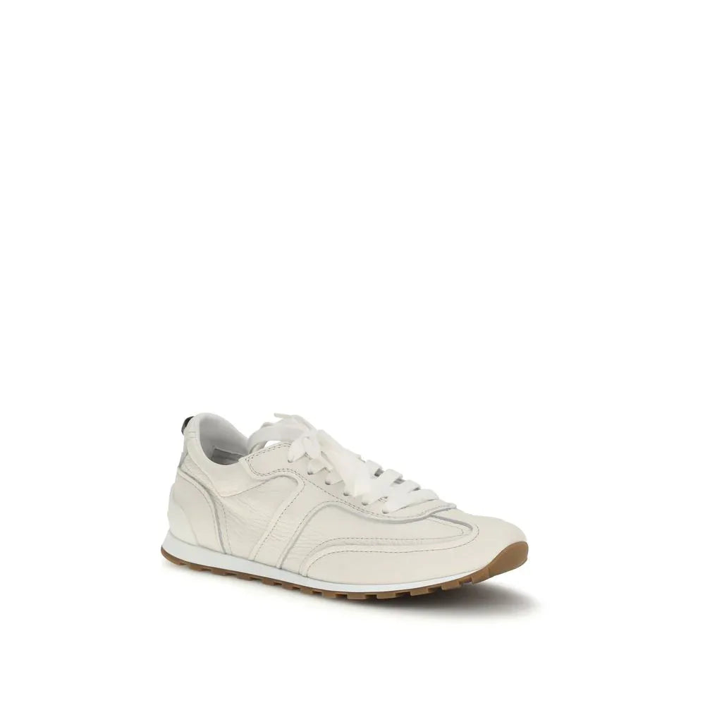 Brunello Cucinelli White Calf Leather Bos Taurus Low Top Sneakers - Zachava