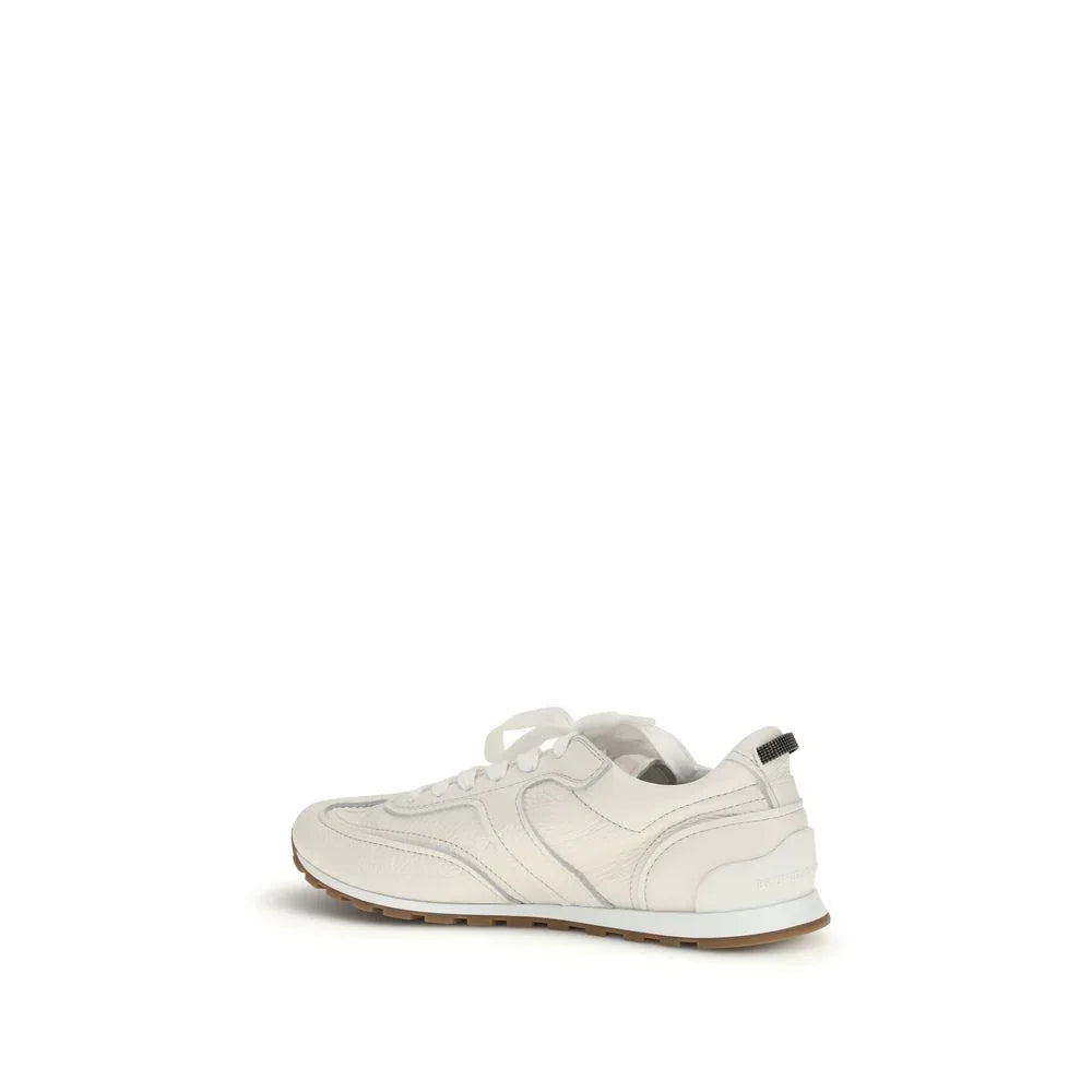 Brunello Cucinelli White Calf Leather Bos Taurus Low Top Sneakers - Zachava