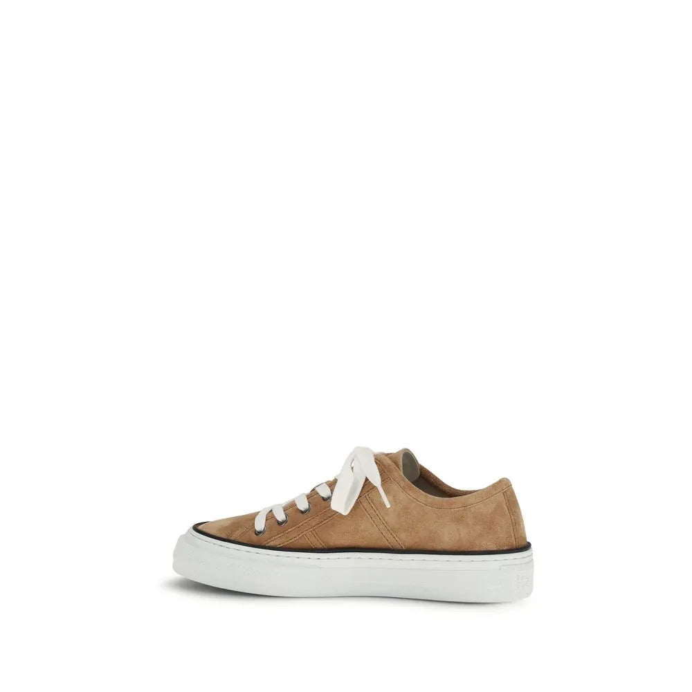 Brunello Cucinelli Beige Calf Leather Bos Taurus Low Top Sneakers - Zachava