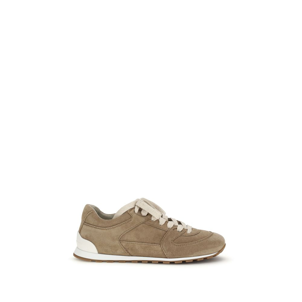 Brunello Cucinelli Beige Calf Leather Bos Taurus Low Top Sneakers - Zachava