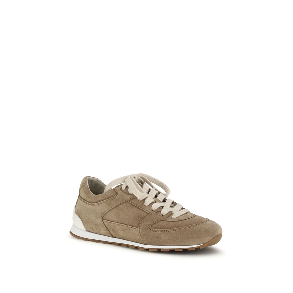 Brunello Cucinelli Beige Calf Leather Bos Taurus Low Top Sneakers - Zachava