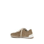 Brunello Cucinelli Beige Calf Leather Bos Taurus Low Top Sneakers