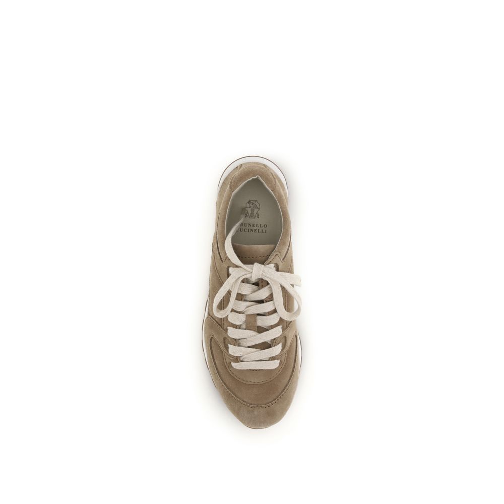 Brunello Cucinelli Beige Calf Leather Bos Taurus Low Top Sneakers - Zachava