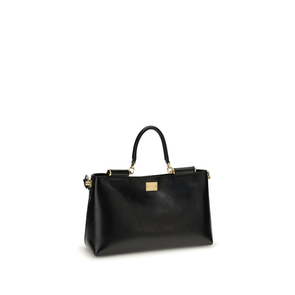 Dolce & Gabbana Black Calf Leather Bos Taurus Handbag
