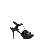Saint Laurent Black Calf Leather Bos Taurus Stiletto Heel Sandals