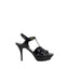 Saint Laurent Black Calf Leather Bos Taurus Stiletto Heel Sandals