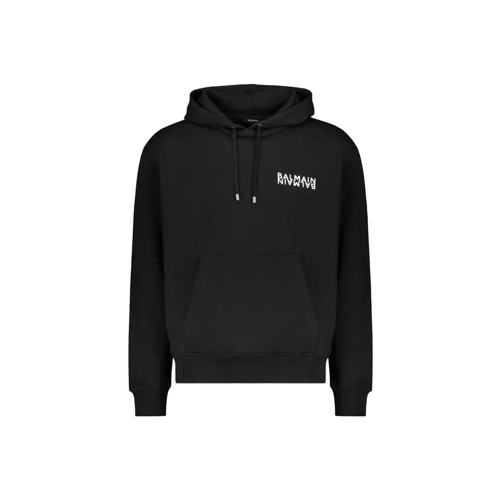 Balmain Black Cotton Hoodie - Zachava