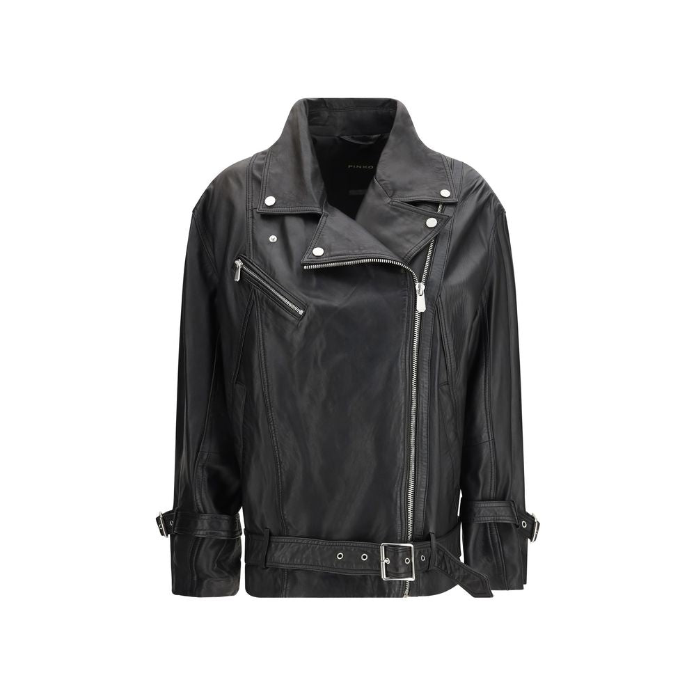 PINKO Black Leather Jacket