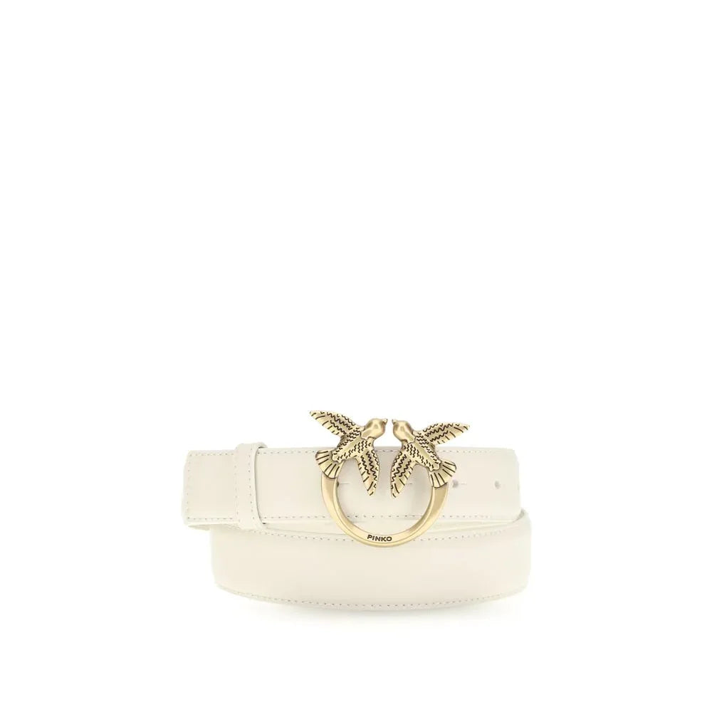 PINKO White Calf Leather Bos Taurus Regular Belt - Zachava