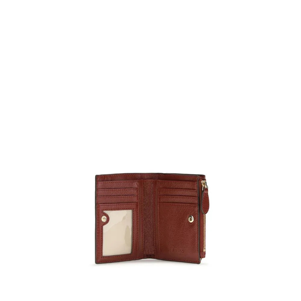 PINKO Bordeaux Calf Leather Bos Taurus Wallet - Zachava