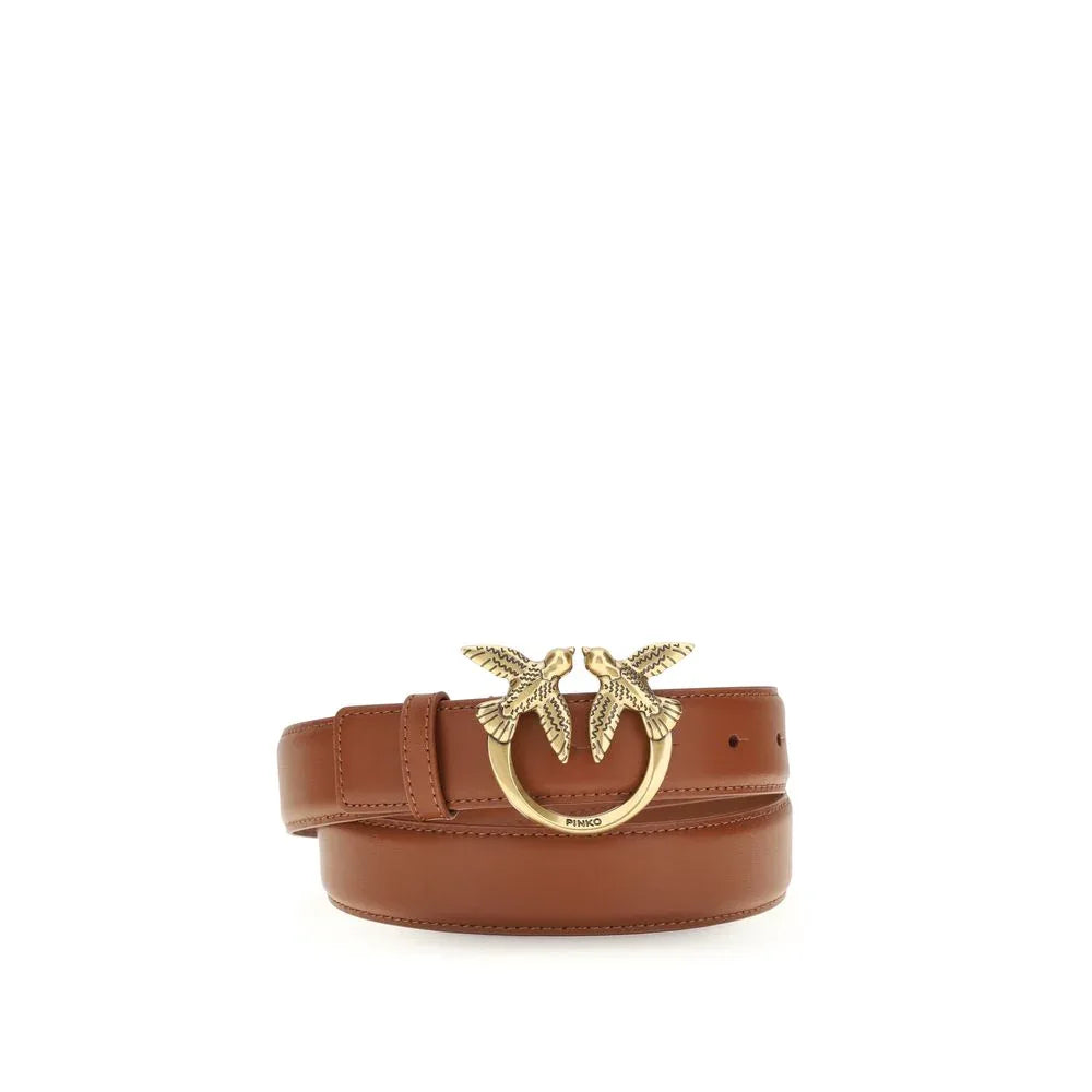 PINKO Brown Calf Leather Bos Taurus Regular Belt - Zachava