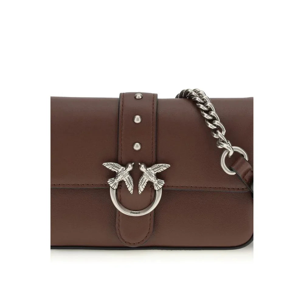 PINKO Brown Calf Leather Bos Taurus Shoulder Bag - Zachava
