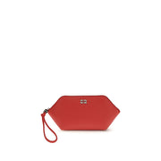 Ganni Red Recycled Leather Clutch Bag