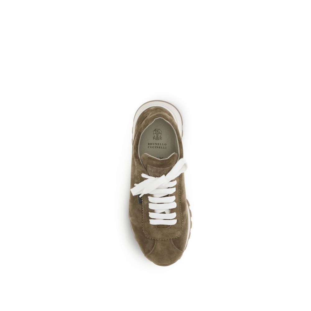 Brunello Cucinelli Brown Calf Leather Bos Taurus Platform Sneakers - Zachava