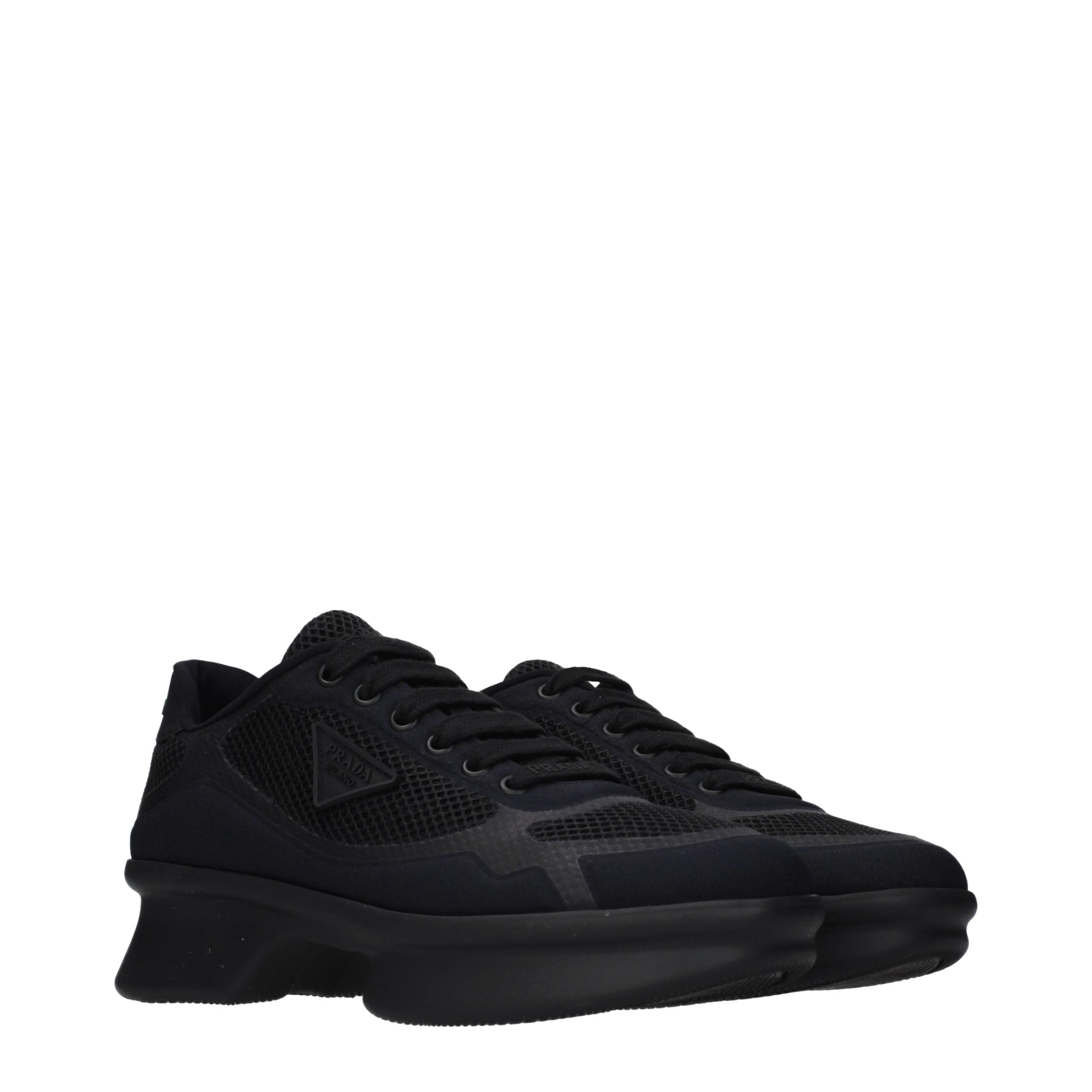 Prada Black Fabric Low Top Sneakers Prada