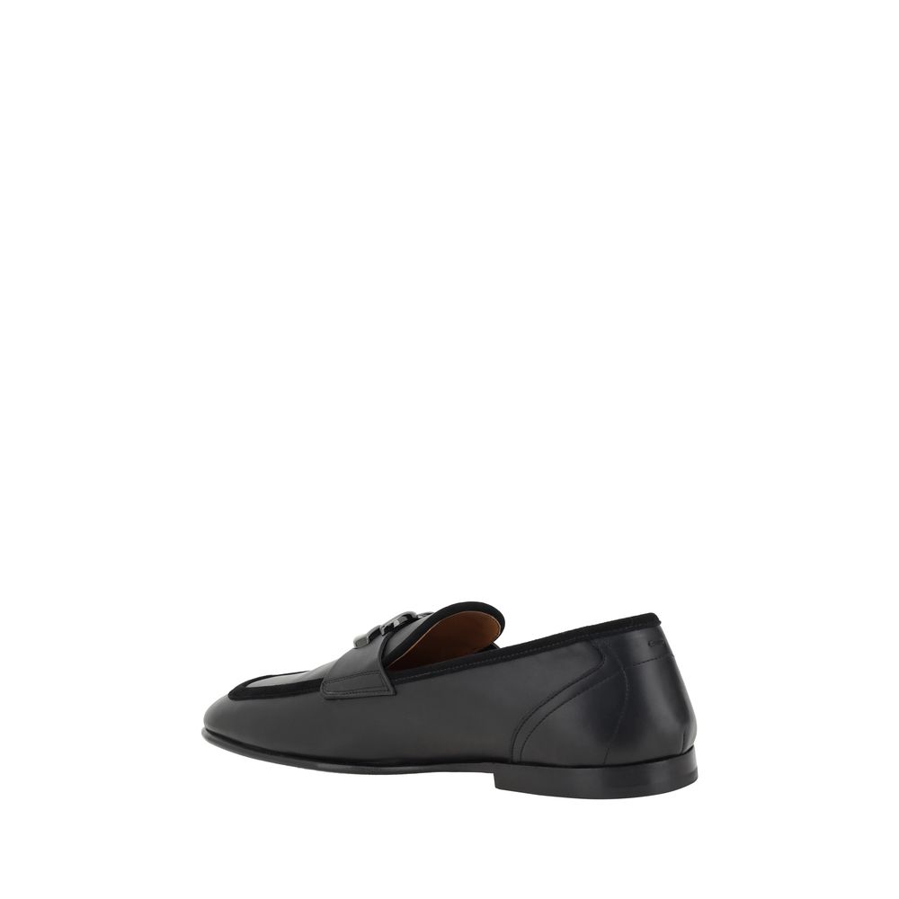 Dolce & Gabbana Black Calf Leather Bos Taurus Slip-On Loafers - Zachava