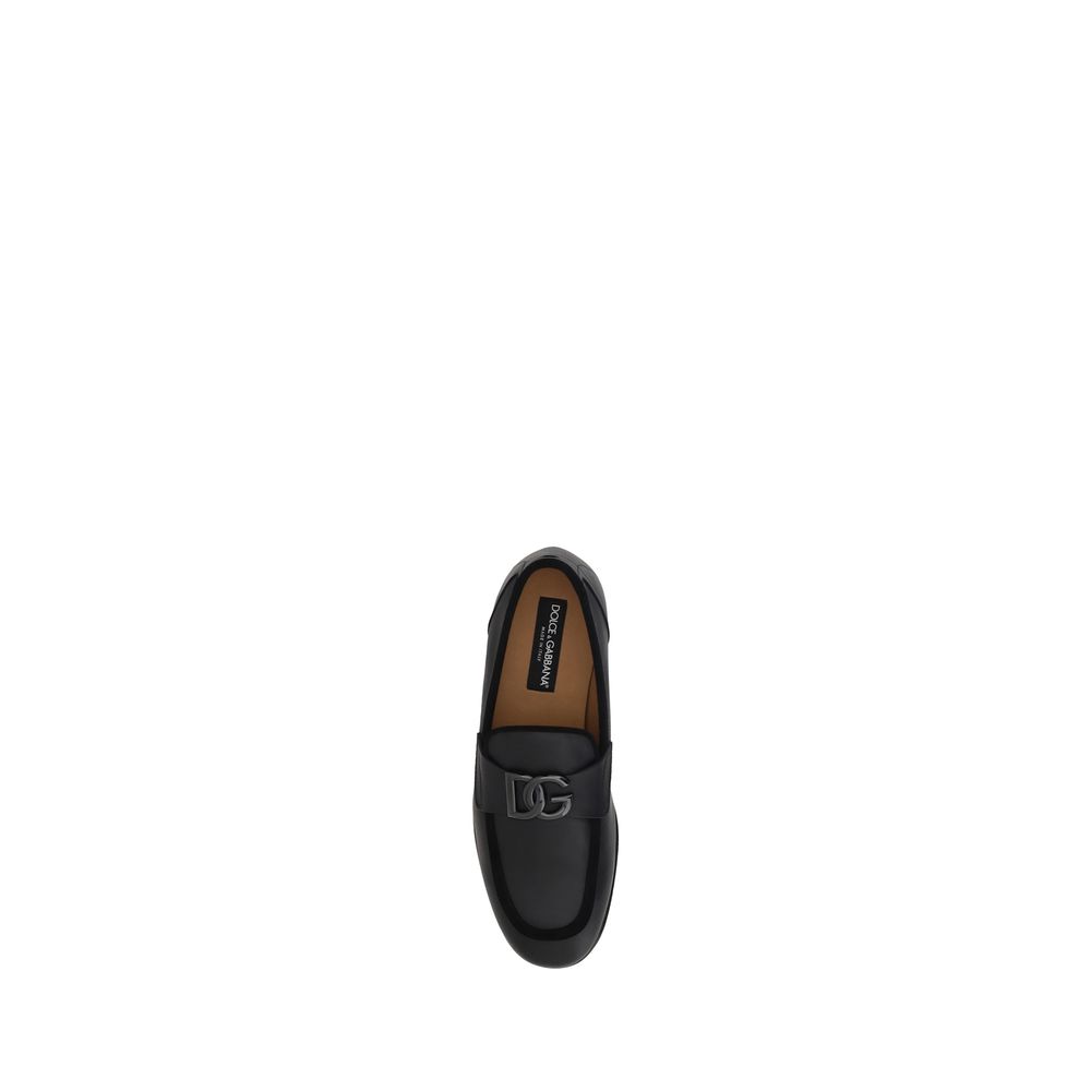 Dolce & Gabbana Black Calf Leather Bos Taurus Slip-On Loafers - Zachava