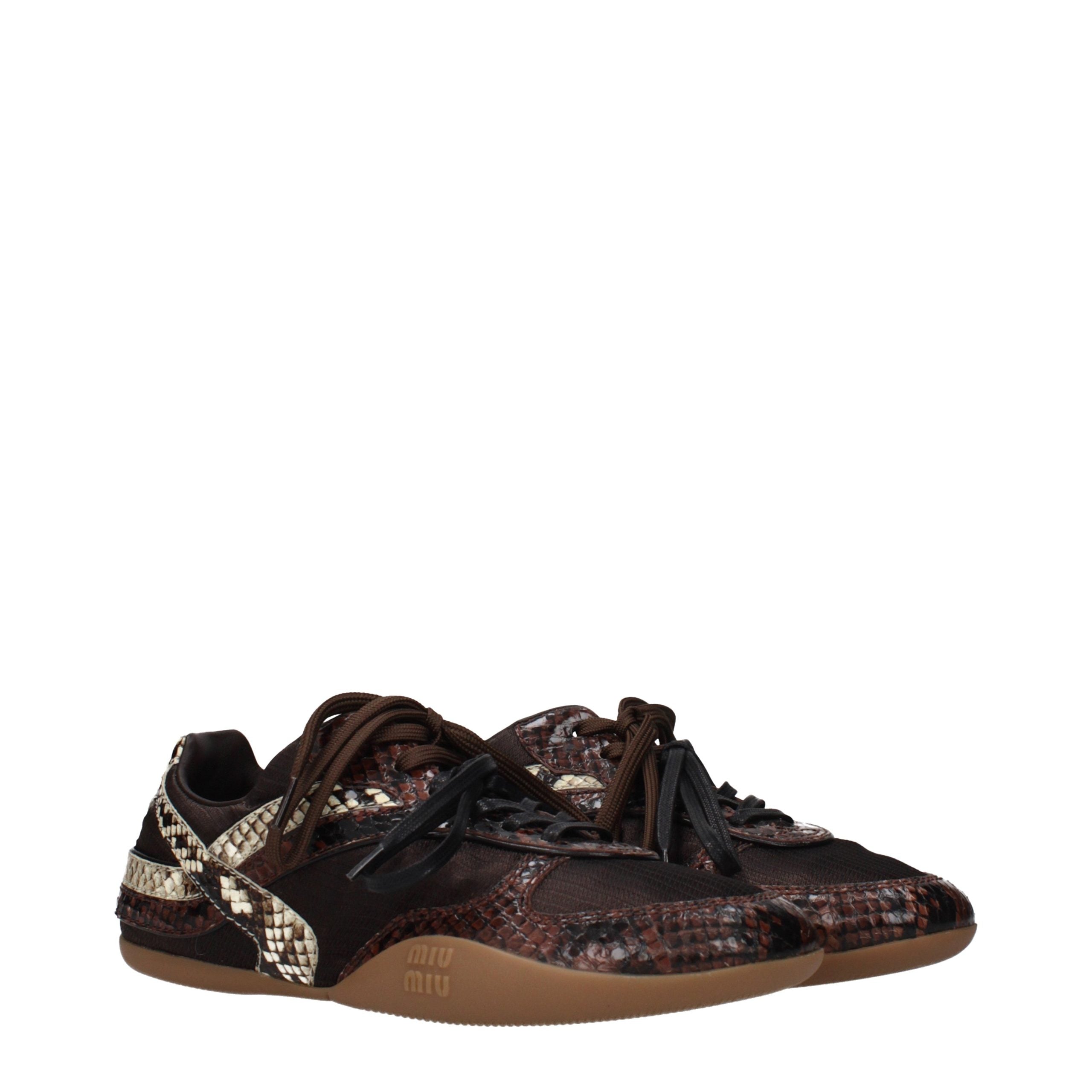 Miu Miu Brown Fabric Low Top Sneakers