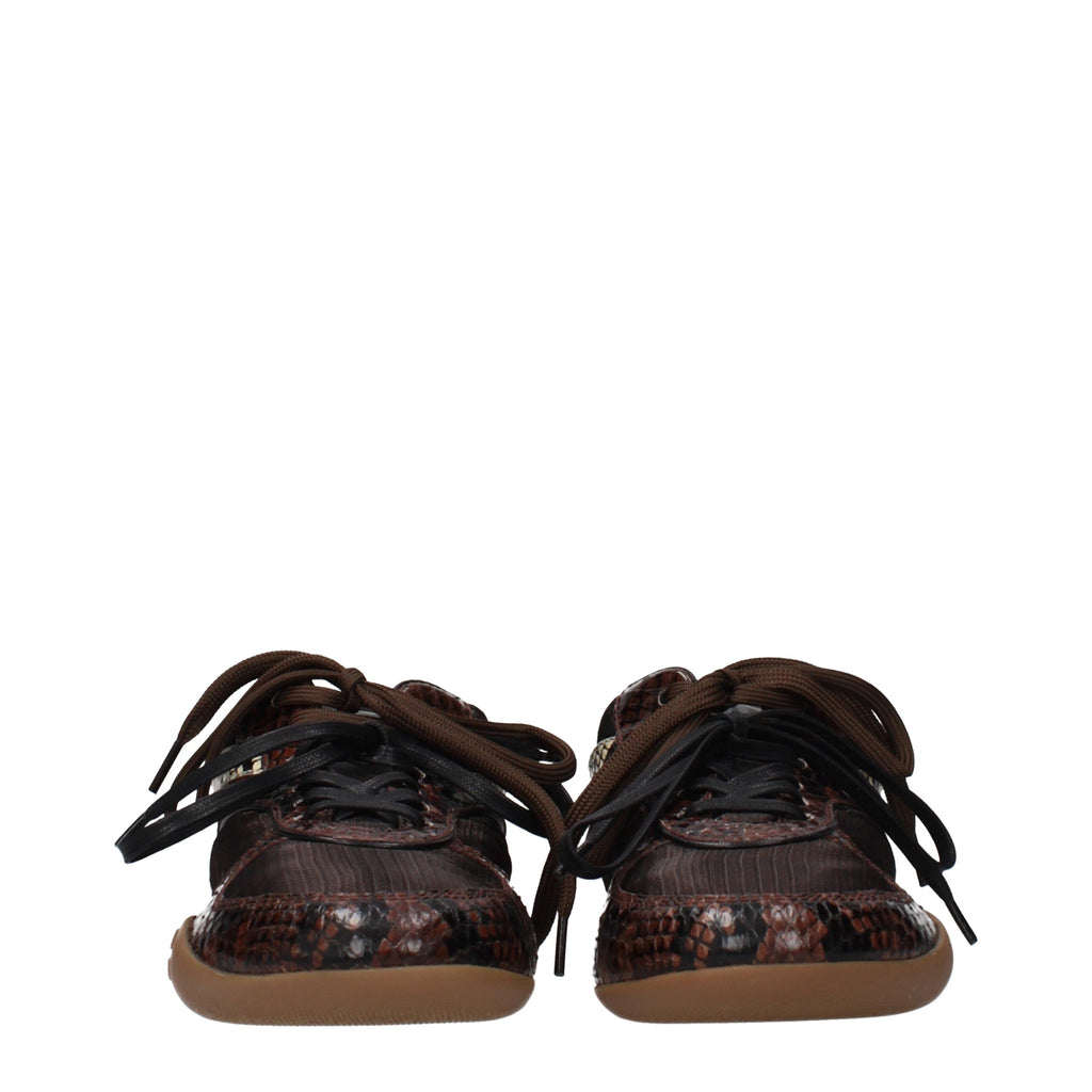 Miu Miu Brown Fabric Low Top Sneakers