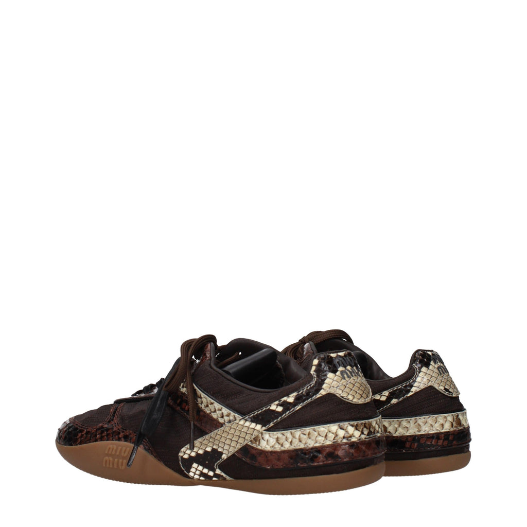 Miu Miu Brown Fabric Low Top Sneakers