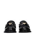 Miu Miu Black Leather Slip-On Loafers
