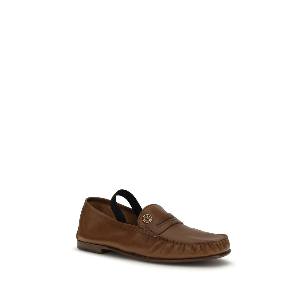 Versace Brown Lamb Ovis Aries Aries Slip-On Loafers - Zachava