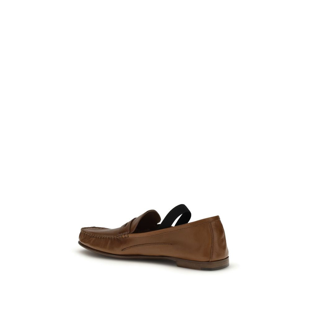 Versace Brown Lamb Ovis Aries Aries Slip-On Loafers - Zachava
