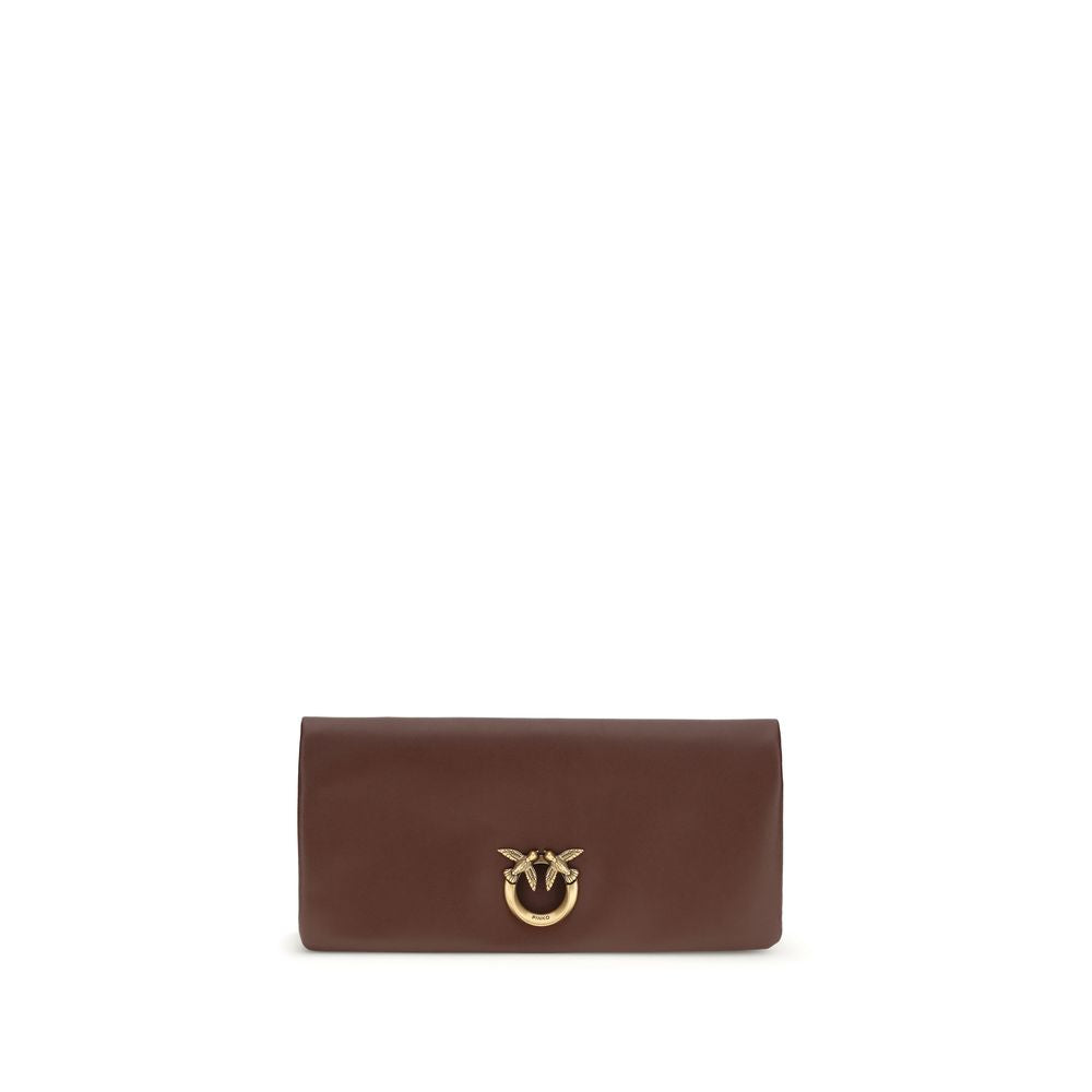 PINKO Bordeaux Calf Leather Bos Taurus Clutch Bag - Zachava