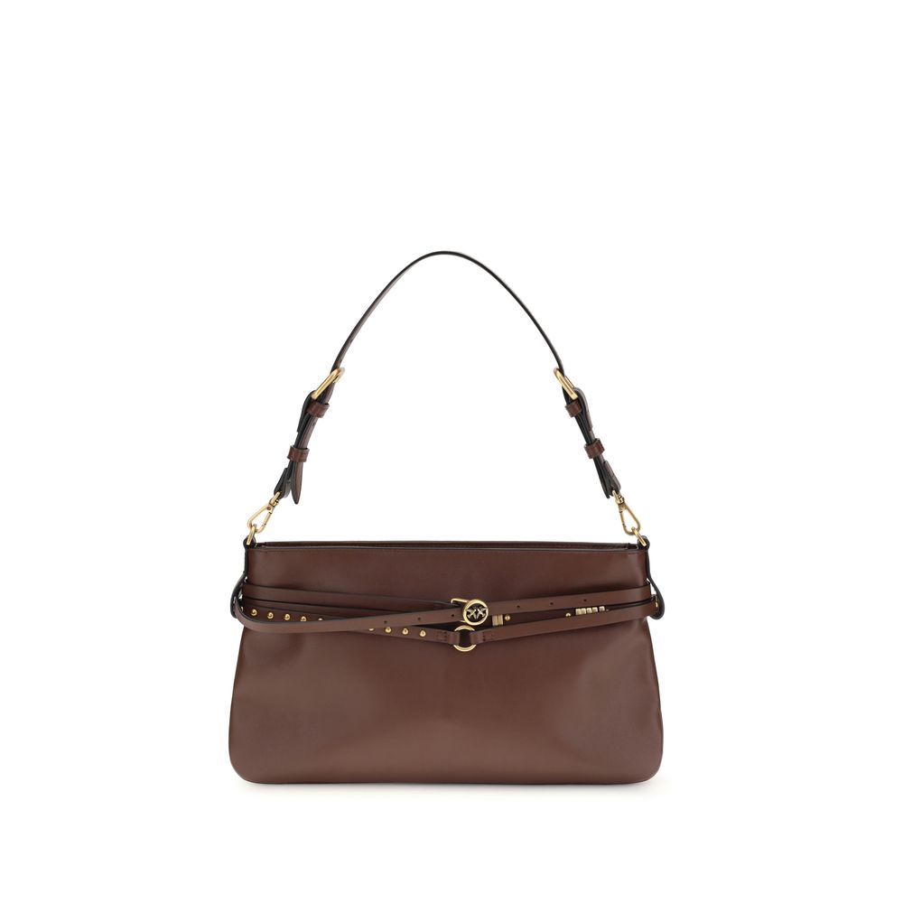 PINKO Brown Calf Leather Bos Taurus Shoulder Bag Main image